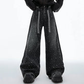 Men's Wash Crystal Rhinestone Flare Jeans - Black - HEYFANCYSTYLE